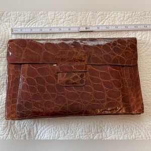 Crocodile Leather Clutch. Vintage. From South America